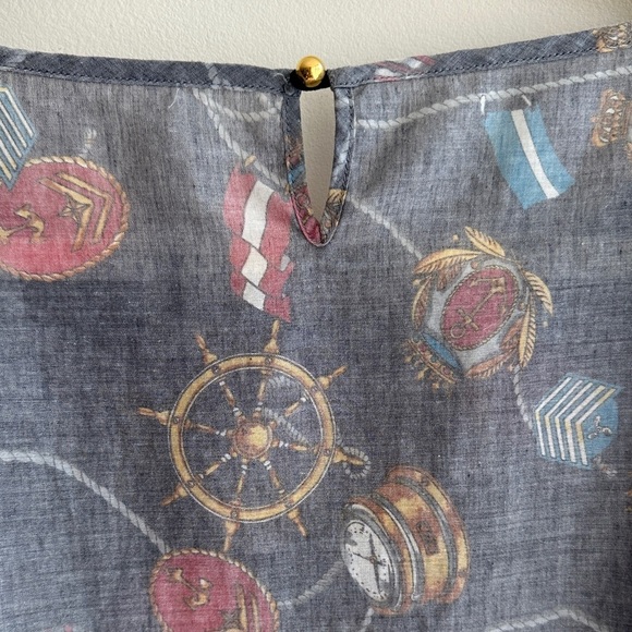 Eveve Nautical Print Blouse, Coastal Grandma Preppy Blouse, Navy Blue, Medium - Picture 15 of 15